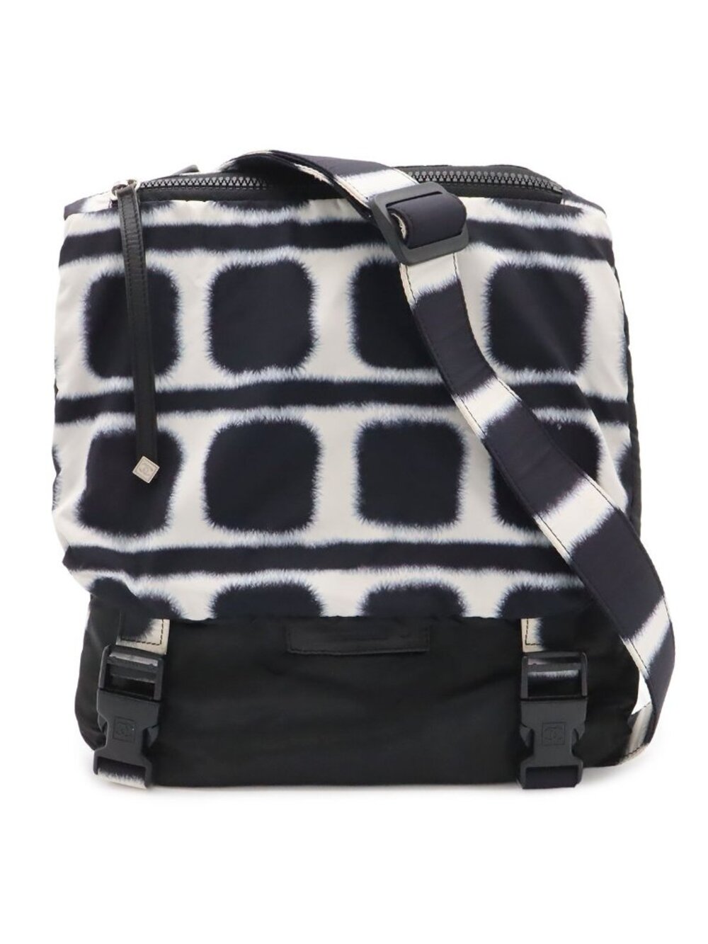 Chanel Sports Line Shoulder Bag Crossbody Reversible Nylon Leather Black White